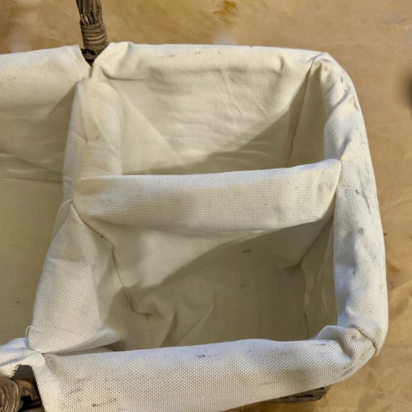 Lined NWOT Divided Wicker Organizer Basket (Grey) - Picture 9 of 15